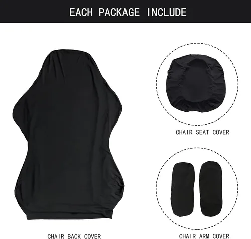 Miniatura 3 de SARAFLORA - Fundas elásticas para silla de computadora para sillón, silla giratoria, silla de juego, silla de computadora (negro, extragrande)