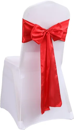 Miniatura 6 de Bandas de satén para silla, lazos para silla, sillas con lazo para decoración de bodas, banquetes y fiestas (10, negro)