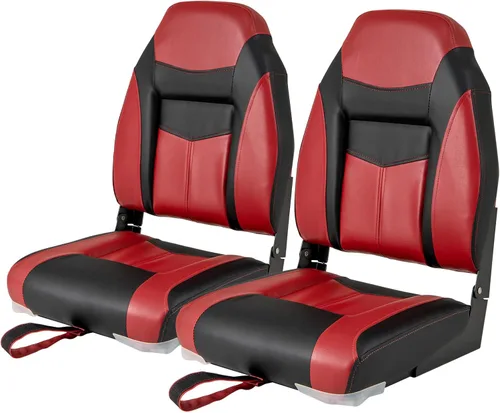Miniatura 17 de GYMAX Asiento plegable para barco, paquete de 2 asientos con respaldo bajo para capitán de pesca, con acolchado de esponja gruesa, bisagras