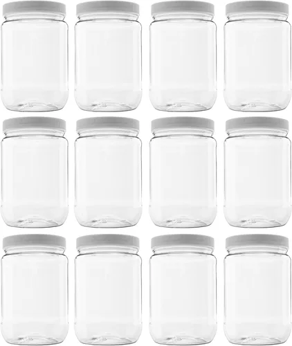 Miniatura 21 de Tarros de almacenamiento de plástico con tapas a prueba de fugas, sin BPA, lavar a mano solo (128 onzas, 2 unidades, blanco)