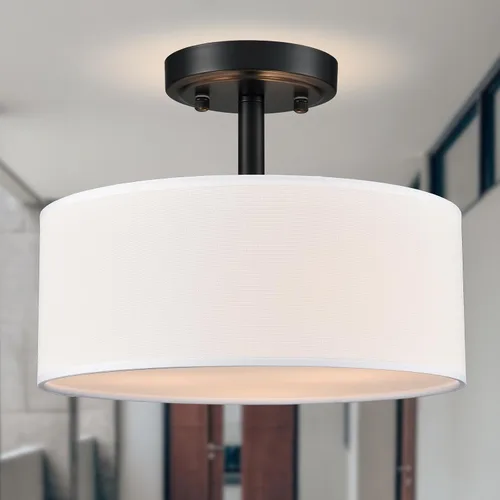 Miniatura 10 de Lámpara moderna de montaje empotrado para techo de tambor de montaje empotrado, 3 luces doradas, lámpara de techo semiempotrada para pasillo