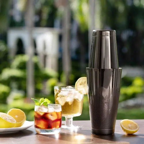 Miniatura 2 de ETENS Boston - Coctelera negra, latas de coctelera pesadas, juego de coctelera de bar para barman - Mezclador de bebidas de acero inoxidable