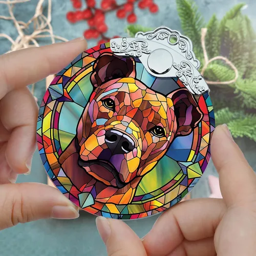 Miniatura 3 de Jocidea Adorno para perro, adorno colgante de American Staffordshire Terrier – vidrio, Navidad, Acción de Gracias, decoraciones de cumpleaños
