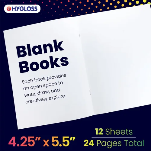 Miniatura 2 de Hygloss Libros en blanco – Paquete de 20 – 4.25 x 5.5 pulgadas A6 libros blancos en blanco para que los niños escriban historias, garabatos, artes