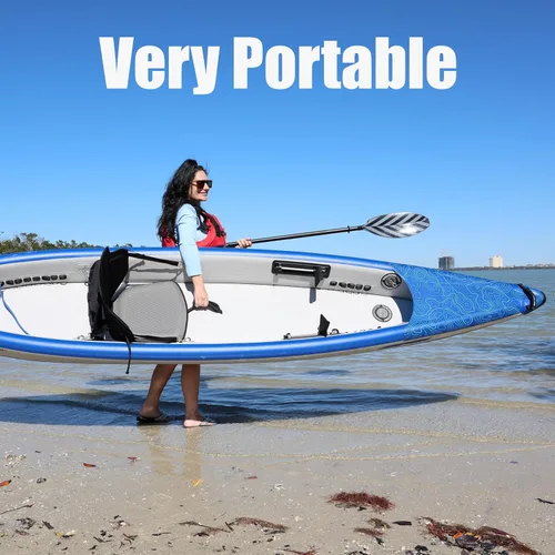 Miniatura 5 de Sea Eagle RazorLite Kayak inflable – Ligero, punto caído, kayak de turismo de alta velocidad – Solo o en tándem – Asiento trasero alto, remo (s)