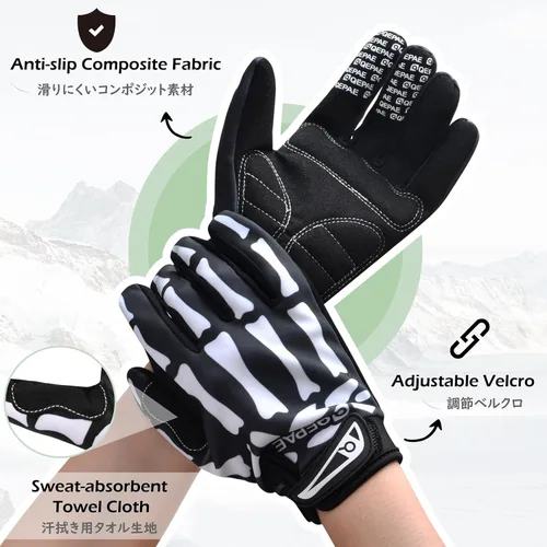 Miniatura 4 de TRIWONDER Guantes de esqueleto, guantes de ciclismo, guantes de calavera para hombres, mujeres, niños, para bicicleta, motocicletas, deportes