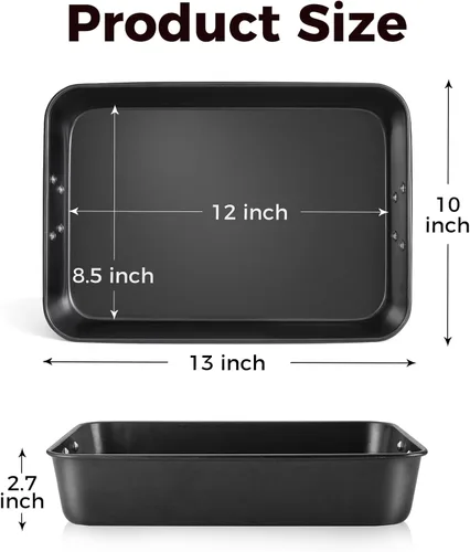 Miniatura 8 de HONGBAKE Sartén para lasaña antiadherente de 3 pulgadas de profundidad, sartén para hornear de 9x13, sartén rectangular para pastel de hoja, sartén