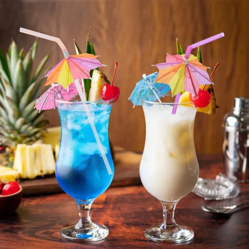 Miniatura 6 de ALINK 100 popotes para paraguas, sombrillas largas para cóctel, bebidas, pajitas de bar de flores, tropical, verano, playa, Luau Tiki, decoraciones