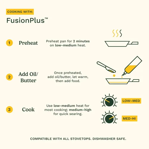 Miniatura 9 de Cuisinart FusionPlus - Juego de utensilios de cocina antiadherentes de acero inoxidable, juego de cocción de sartenes de 5 piezas con tecnología