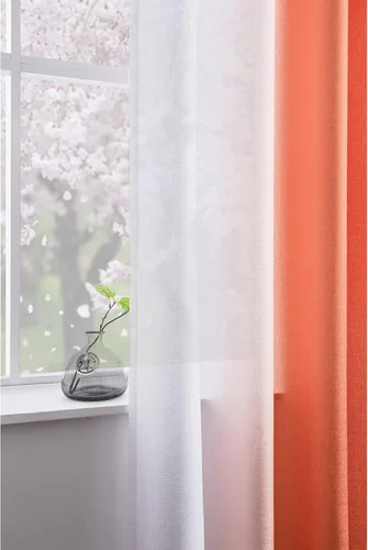 Miniatura 3 de Melodieux Cortinas semitraslúcidas de lino degradado de 63 pulgadas de largo para sala de estar, cortinas horizontales de gasa con bolsillo