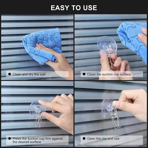Miniatura 4 de Patelai 16 clips de ventosa de plástico redondo para ventosas con clips resistentes para colgar accesorios de ducha en casa oficina