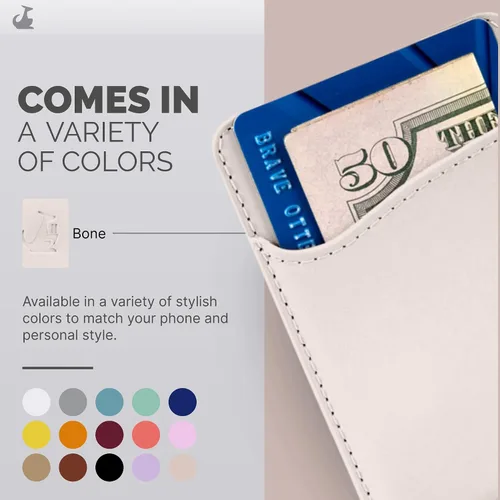 Miniatura 4 de Wallaroo Premium - Tarjetero adhesivo de cuero para teléfono celular - Para Android e iPhone - Para mujeres y hombres - Resistente con forro