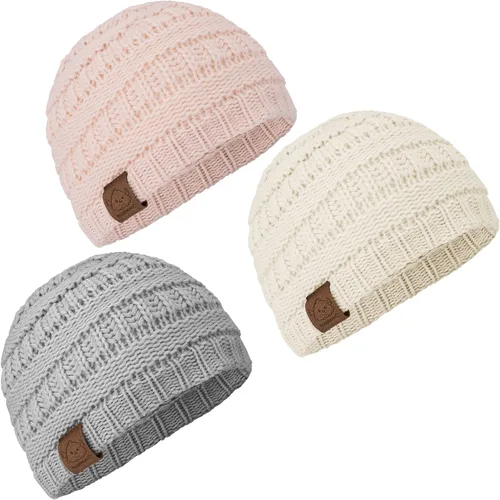 KeaBabies 3-Pack Baby Beanies for Boys, Girls - Stretchy Knit Baby Hats, Cute Newborn