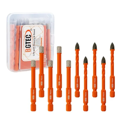 Miniatura 11 de BGTEC Juego de brocas de diamante 6 piezas - 5 mm*2+6 mm*2+8 mm con punta de destornillador PH2 para azulejos de porcelana, mármol, granito