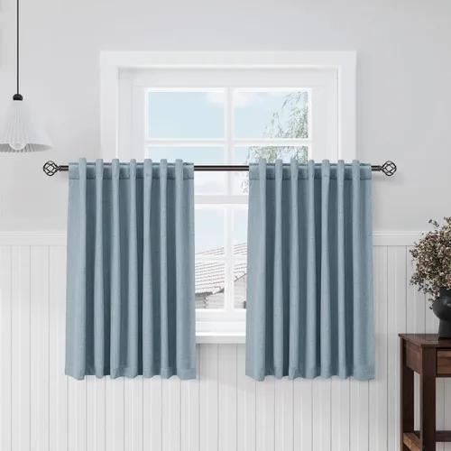 Miniatura 55 de Cortinas de lino 100% opacas para dormitorio, 102 pulgadas de largo, con pestaña trasera, bolsillo para barra, paneles acústicos con aislamiento