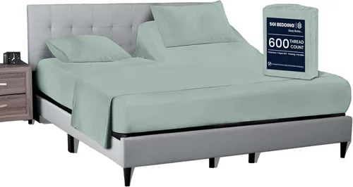 Miniatura 14 de SGI bedding Juego de sábanas King de 36 pulgadas, 100 % algodón egipcio, sábanas ajustables de 600 hilos, juego de sábanas ajustables de 4 piezas