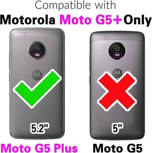 Miniatura 2 de Asuwish Funda compatible con Moto G5 Plus y protector de pantalla de vidrio templado, con ranura para tarjetero, soporte para tarjetas, función