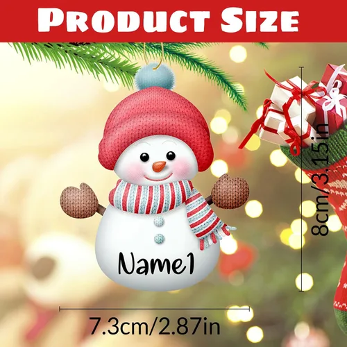 Miniatura 2 de Adornos de Navidad personalizados para la familia, 7 piezas de muñecos de nieve de Navidad personalizados con nombres, decoración colgante