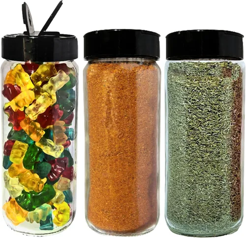 Miniatura 14 de JARMING COLLECTIONS Agitadores de Especias Cuadrados Franceses de Vidrio de 16 oz con Tapas – Recipientes Grandes de Condimentos para Cocina