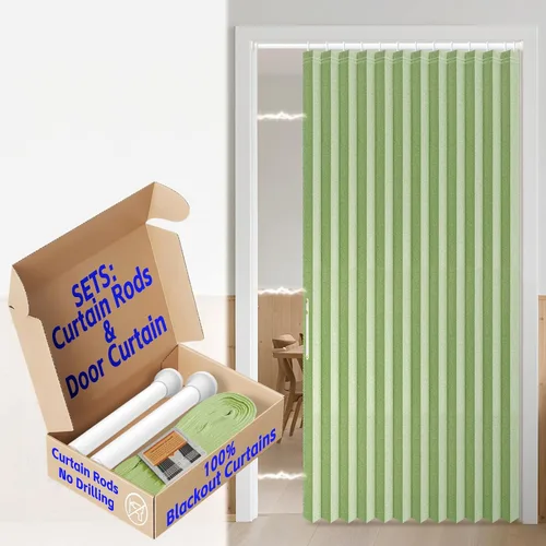 Miniatura 27 de AJAZZ Cortina de puerta magnética 100% opaca de acordeón para armario, cortina invisible para puerta interior de dormitorio, sala de estar, pasillo