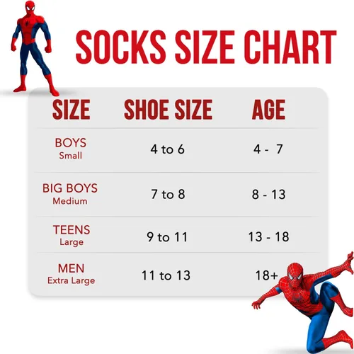 Miniatura 2 de Marvel Calcetines Spiderman para niños y hombres, paquete de 6 calcetines para hombres y niños, calcetines atléticos para hombres, calcetines