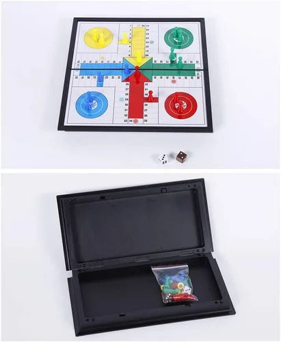 Miniatura 4 de Ludo - Juego de mesa de juego de 9.8 pulgadas, plegable magnético, juego de estrategia clásico de viaje para niños y adultos (ángulo derecho)