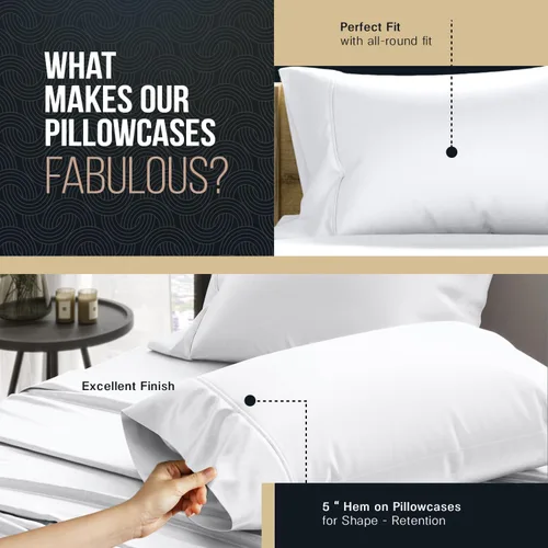 Miniatura 7 de TEXAS LINEN CO. Juego de 4 fundas de almohada 100% de algodón egipcio, tamaño estándar/Queen, lujosas fundas de almohada de 1500 hilos marfil