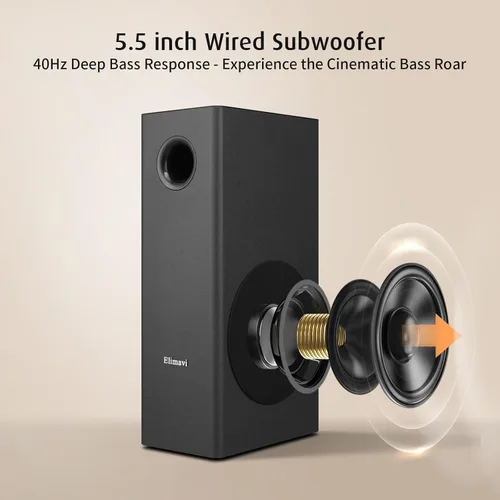 Miniatura 3 de Elimavi Barras de sonido para TV con subwoofer: sistema de sonido envolvente de graves profundos 2 en 1 desmontable 2.1, Bluetooth 5.3 y RCA