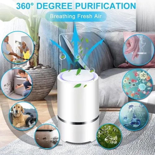 Miniatura 2 de MELEDEN Purificador de aire para el hogar con filtros HEPA verdaderos, purificadores de aire portátiles de bajo ruido con luz nocturna, limpiador