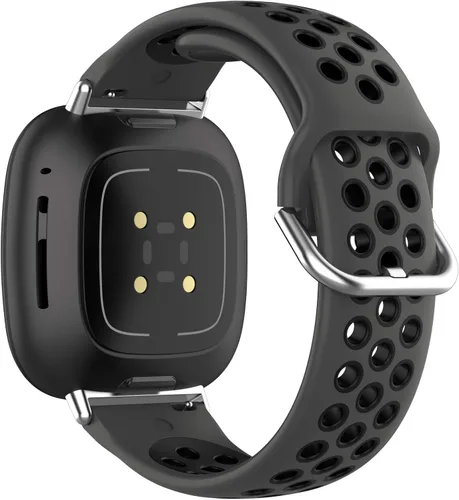 Miniatura 2 de BabyValley Correa compatible con Fitbit Versa 4/Versa 3/Sense Banda de silicona + conector de metal Correa de pulsera transpirable Correa de reloj