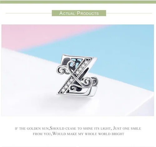 Miniatura 6 de Lorrifal Alphabet Initial Charms Letter Complete A-Z Letters Solid 925 Sterling Silver Cubic Zircons Beads Dangle Pendants for Pandora European
