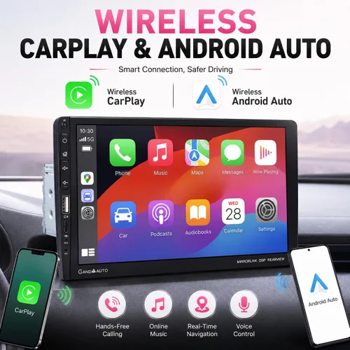 Miniatura 2 de Estéreo de Coche de 9 Pulgadas de DIN Único con Apple CarPlay Inalámbrico Android Auto, Radio de Coche, Pantalla Táctil IPS de 9" de Capacitancia