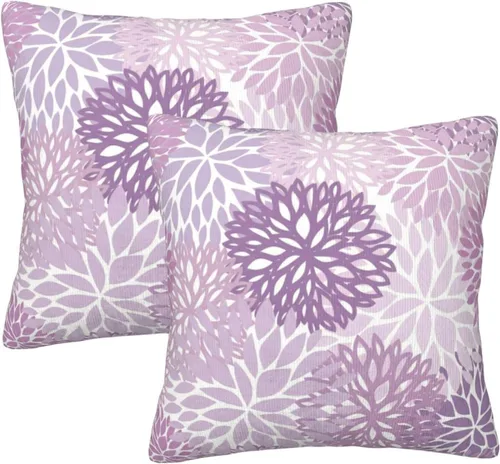 Miniatura 9 de Perinsto Juego de 2 fundas de almohada decorativas de flores de crisantemo azul, fundas de almohada suaves para sofá, cama, decoración del hogar, 16