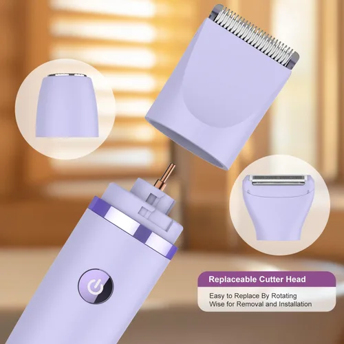Miniatura 7 de Afeitadora Eléctrica 3 en 1 IPX7 Impermeable Recortador de Bikini Uso Húmedo y Seco Afeitado Sin Dolor Personal para Damas Cara Cuerpo Piernas