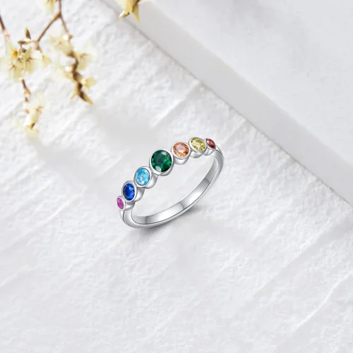 Miniatura 2 de AOBOCO Anillo de chakra para mujer, plata de ley 925, cristales curativos, joyería para niñas, mamá, hija