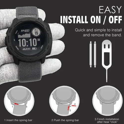 Miniatura 5 de Abanen Correas elásticas de reloj de 0.866 pulgadas para Garmin Instinct 3 de 1.772 pulgadas/2 Solares, correa de nailon elástico suave