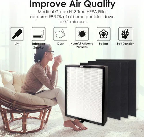 Miniatura 4 de Filtro de repuesto B4-Fresh, compatible con Alen BreatheSmart Flex y purificador de aire 45i, filtración de aire de alta eficiencia de grado H13