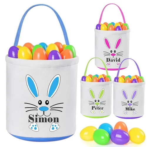 Jocidea - Cesta de Pascua personalizada, paquete de 1 cestas de Pascua personalizadas para niñas y niños, cesta de Pascua personalizada para bebés y