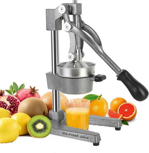 Miniatura 5 de Exprimidor de hierro fundido ultra premium, extra grande, resistente, grado comercial, prensa manual de acero inoxidable, exprimidor de cítricos