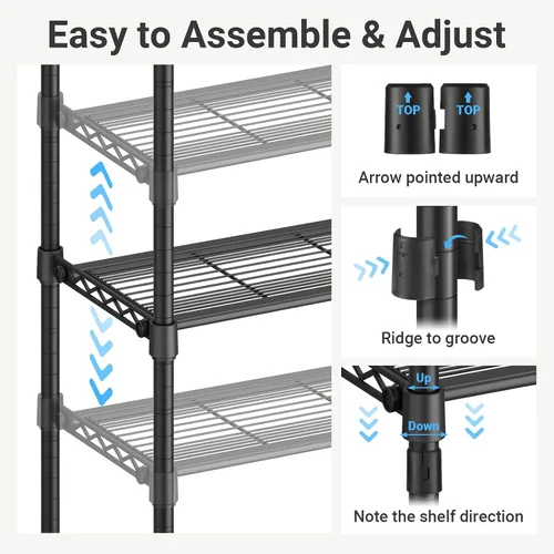Miniatura 7 de VIPEK V7S Clothes Rack Heavy Duty Max Load 720lbs, Garment Rack with 7 Tiers Adjustable Shelves Portable Closet Metal Sturdy Wardrobe Storage System