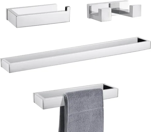 Miniatura 10 de Lairuier Juego de 4 piezas de barra de toallas de baño, juego de accesorios de baño en negro mate que incluye barra de toallas, soporte de toallas