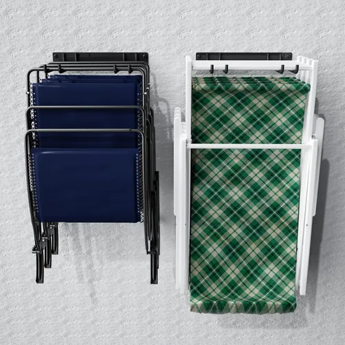 Miniatura 8 de YYR Estante de almacenamiento plegable para silla, herramientas de jardín y sillas plegables para organización de garaje, césped, playa, campamento