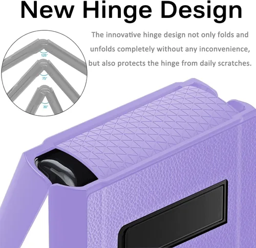 Miniatura 2 de Miimall Funda de lujo compatible con Samsung Galaxy Z Flip 3, protector de pantalla de cámara + protección de bisagra + funda delgada de cuero