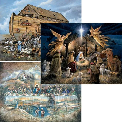 Miniatura 2 de Bits and Pieces - Juego de tres rompecabezas de 300 piezas para adultos - Rompecabezas cristiano grande de 300 piezas por el artista Ruane Manning
