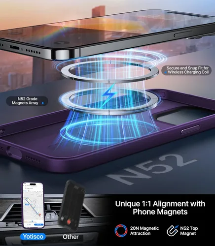 Miniatura 2 de Funda magnética fuerte para iPhone 15 Pro, [probada en caídas de grado militar] [compatible con MagSafe] translúcida mate delgada funda protectora a