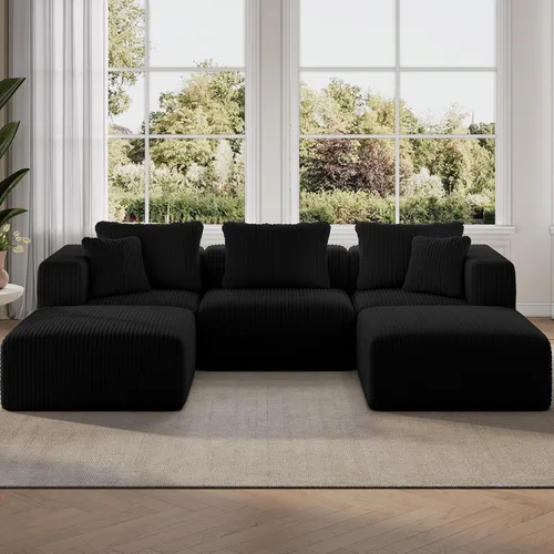 Miniatura 29 de Novilla 141" Sofá seccional modular, sofá seccional moderno en forma de nube con soporte Smarts Coil™, sofá sin huesos en forma de U para sala