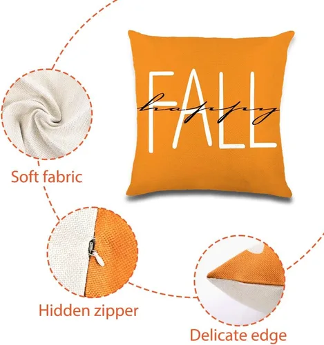 Miniatura 3 de YUJUN Paquete de 4 fundas de almohada decorativas de otoño, 18 x 18 pulgadas, diseño de búfalo, calabaza, hojas de arce, Acción de Gracias, otoño