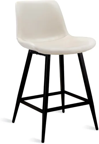 Miniatura 6 de Cozyman Taburete de bar de 24 pulgadas, moderno taburete de bar con respaldo y reposapiés, taburetes de bar de piel sintética para cocina, isla