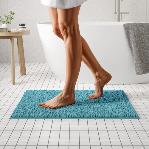 Miniatura 11 de MAYSHINE Alfombra de Baño de Chenilla Afelpada Extra Suave, Súper Absorbente, Alfombra de Baño Antideslizante Microfibra Esponjosa