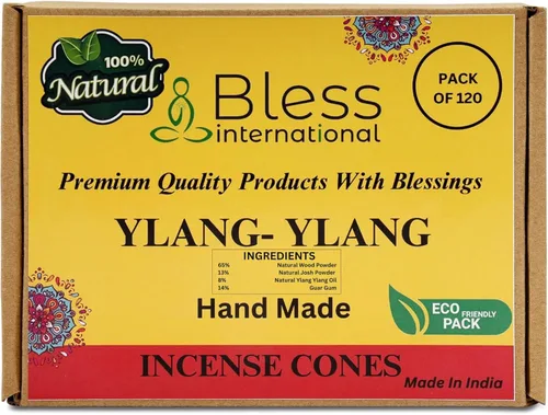Bless International YLANG-YLANG - Conos de incienso 100% naturales hechos a mano, sumergidos a mano, orgánicos, sin productos químicos para